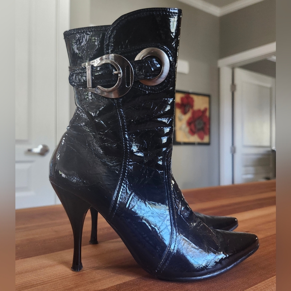 Elegant Black Stiletto Ankle Boots.Size 38.